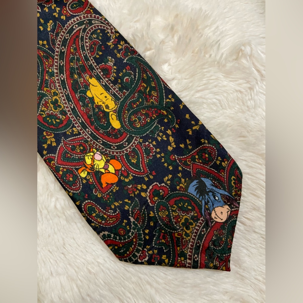 Disney Tie Rack Winnie The Pooh 100% Polyester Mens Multicolor Paisley